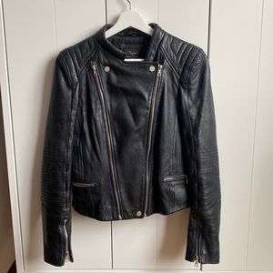 Leather jacket from Zara with shoulder details and zipper